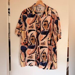 Abstract Patterned Button-Up Shirt